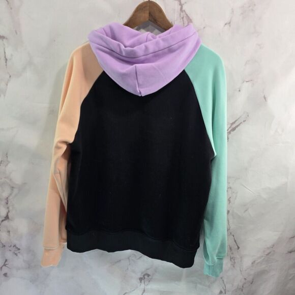 Spark Paws Hoodie Large Black Colorblock Pullover Sweatshirt Purple Fleece Cyber - Picture 6 of 12